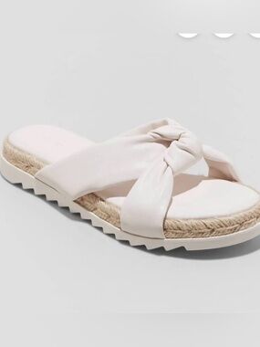 NEW Universal Thread Dena Espadrille Sandal knotted bow detail off-white Size 8